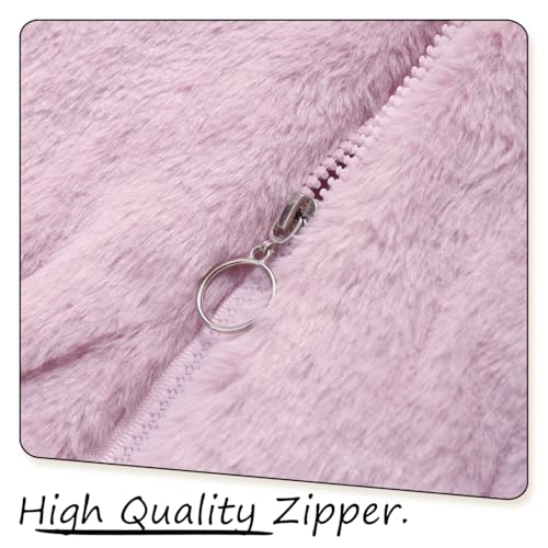 Girls Winter Coat Cozy Fleece Jacket with Ears Size 7-8T Trendy Zip Up Dress Coat4