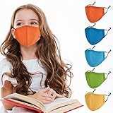 comfso Kids Face Masks Reusable Washable - 5 Pack Cloth Kid Masks for Boys Girls Children with Adjustable Earloops Cotton Breathable School Child Mask for 7-12 Years Old