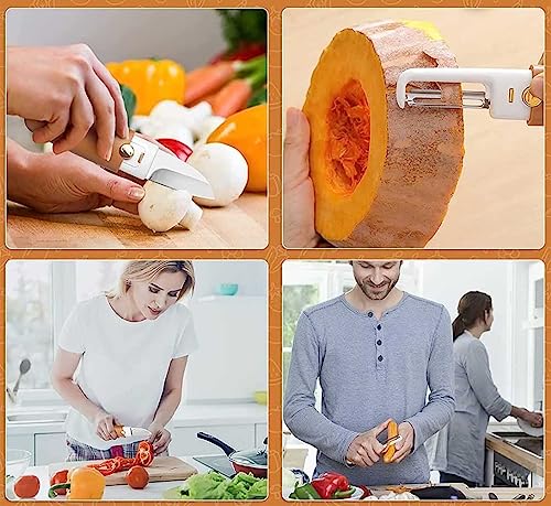 Image of Stainless Steel Julienne Vegetable Peeler Multi-Functional Fruit & Veggie Shredder Slicer and Grater for Potatoes, Carrots, Cucumbers (2 in 1 Knife and Peeler)