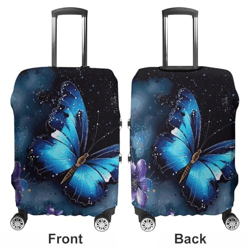 Galaxy Blue Butterfly Luggage Cover, Washable Elastic Suitcase Cover Protector Fit 18-32 Inch Luggage3