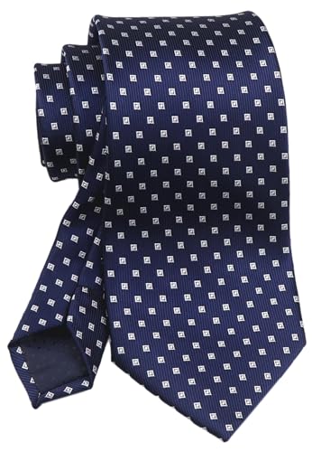 Ctskyte Mens Navy Blue Micro Squares Pattern Dress Silk Ties Handmade Winter Formal Work Necktie Gift for Boss
