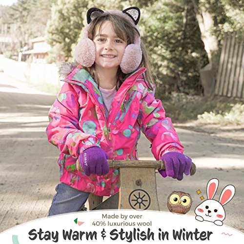 Image of Rahhint Kids Winter Gloves for Boys Girls Children Toddler Thermal Wool Knit Gloves with Insulated Fleece Lining Keep Hand Warm Gift