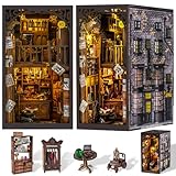 Wimlade DIY Book Nook Kit, Miniature Book Nook kit, Wooden 3D Puzzle Bookend Bookshelf Insert Decor, Halloween/Christmas Decorations/Gifts for Adults and Teens