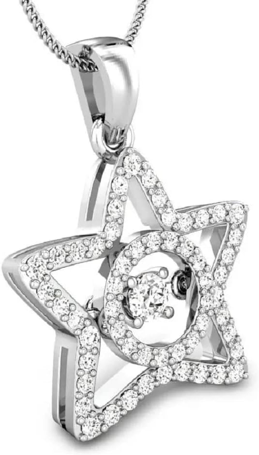 1 CT Round Colorless Moissanite Engagement Pendant, Wedding Bridal Pendant, Eternity Sterling Silver Solid Diamond Solitaire -Prong Anniversary Promise Gift for Her
