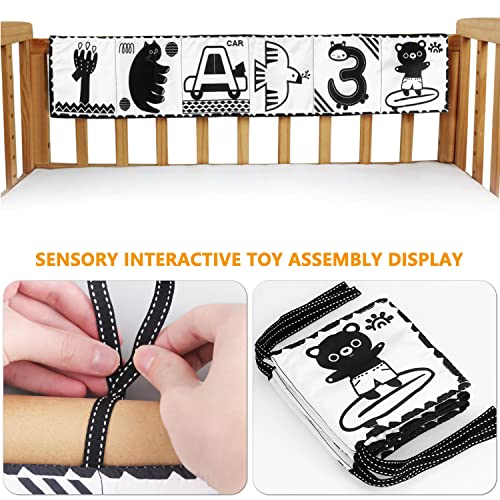 Prmape Black and White Sensory Toys, High Contrast Soft Cloth Book, Newborn Sensory Toys - Image 3