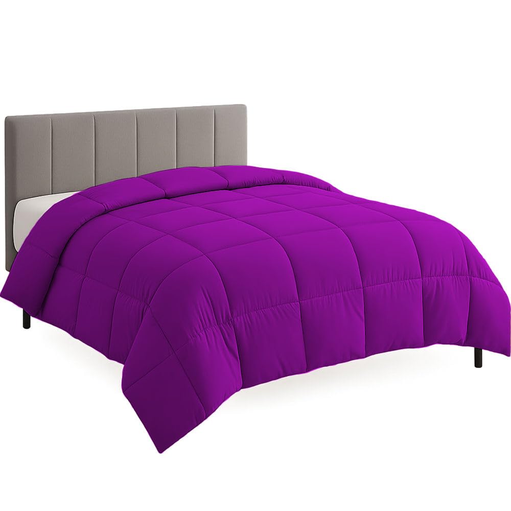 Eastern King Size Comforter Set - All Season Down Alternative Bedding Comforter Set - Quilted Duvet Insert with Corner Tabs - Box Stitched Blanket - Breathable, Soft - Purple