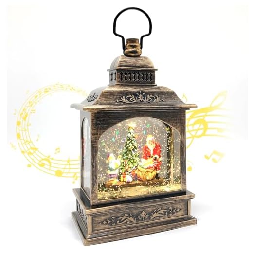 Globi di Neve Musicali di Natale,Lanterne di Natale Scintillanti Rotanti Alimentate a Batteria USB e 3AA con Timer e proiettore,Decorazioni Natalizie Vintage Regali per la Casa (Scena di Babbo Natale)