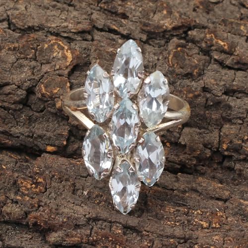 Bague en quartz bleu marquise argent 925 sans allergie