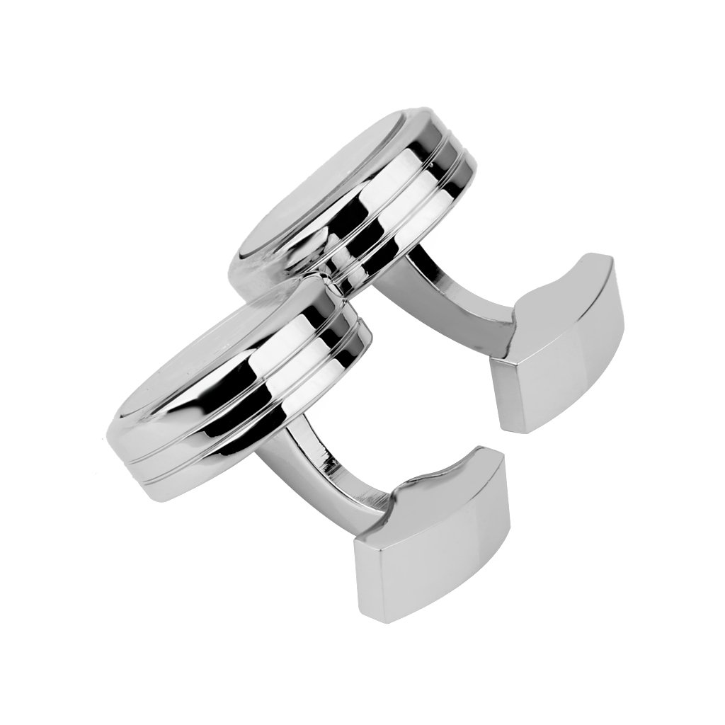 PhenovoCOMBR Mens Clothing Suit Shirt Vintage Cufflinks Round Watch Movement Cuff Links Shirt Decor Accessory Pack of 2PCS Silver
