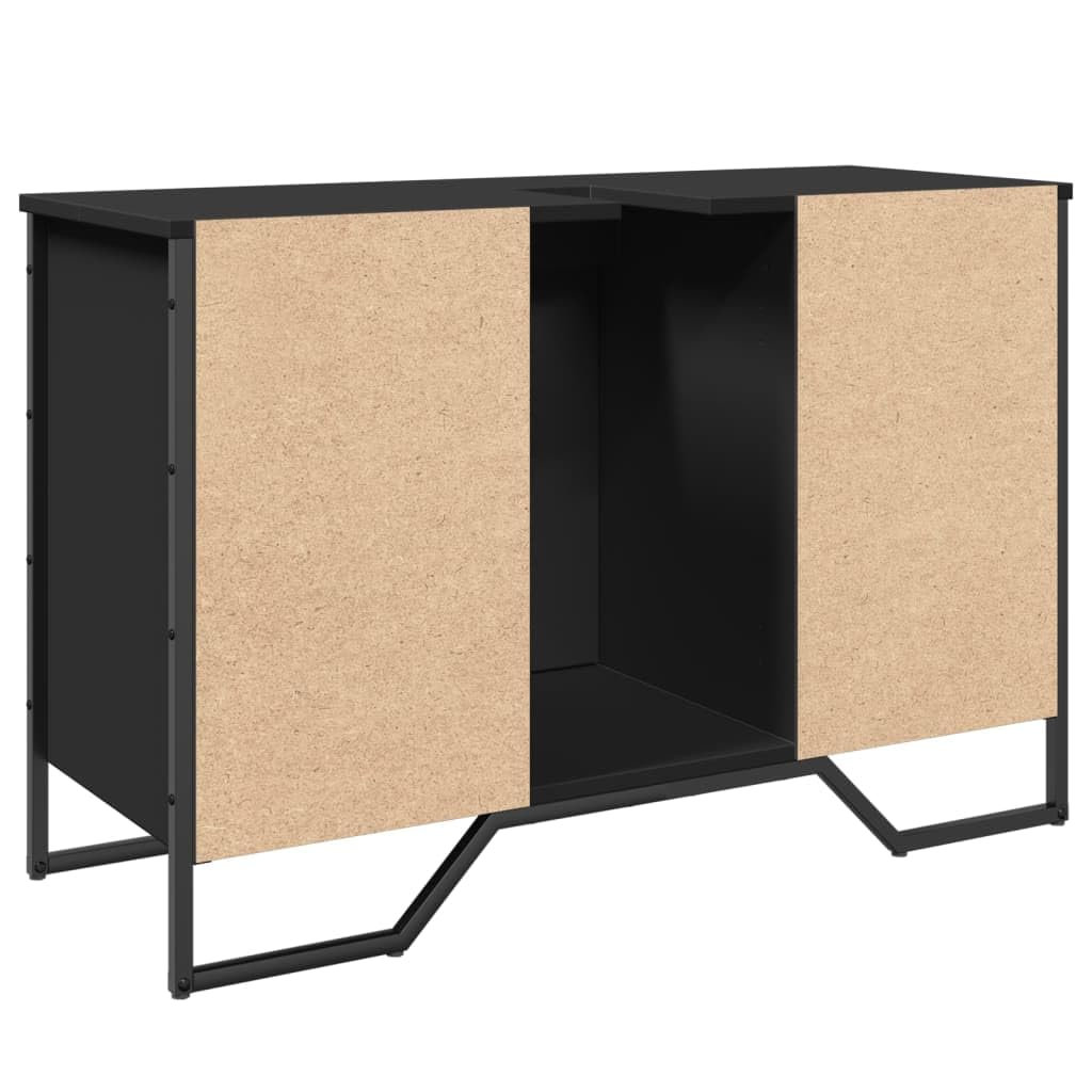 Lavabo 91x35x60 cm Madera mecanizada Negro