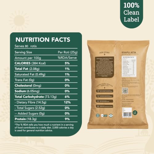 Image of Anveshan Cold-Pressed Khapli Atta 2 KG | 100% Emmer Wheat | Low GI, High Fiber, Stone-Ground Flour | High Dietary Fiber for Easy Digestion