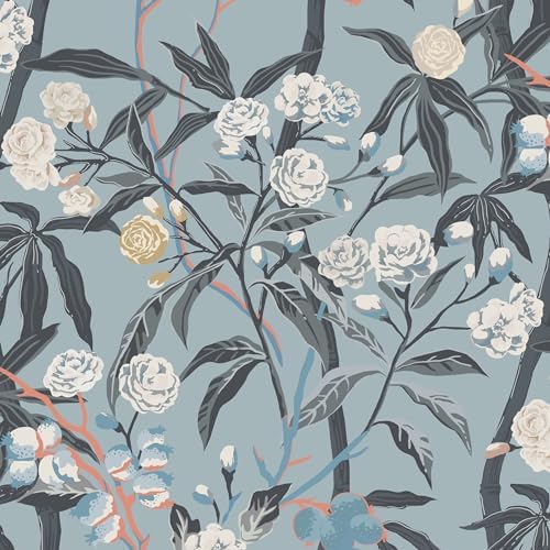 Guvana Blue Peel and Stick Wallpaper Vintage Contact Paper Floral...