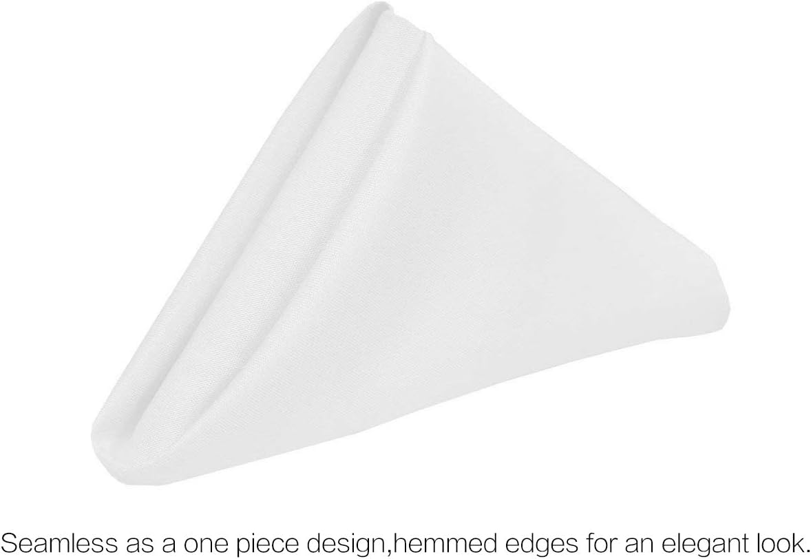 Surmente 17-Inch Polyester Cloth Napkins Linen Dinner Napkins - Set of 12 for Weddings, Banquets, or Restaurants (1-Dozen) (White)