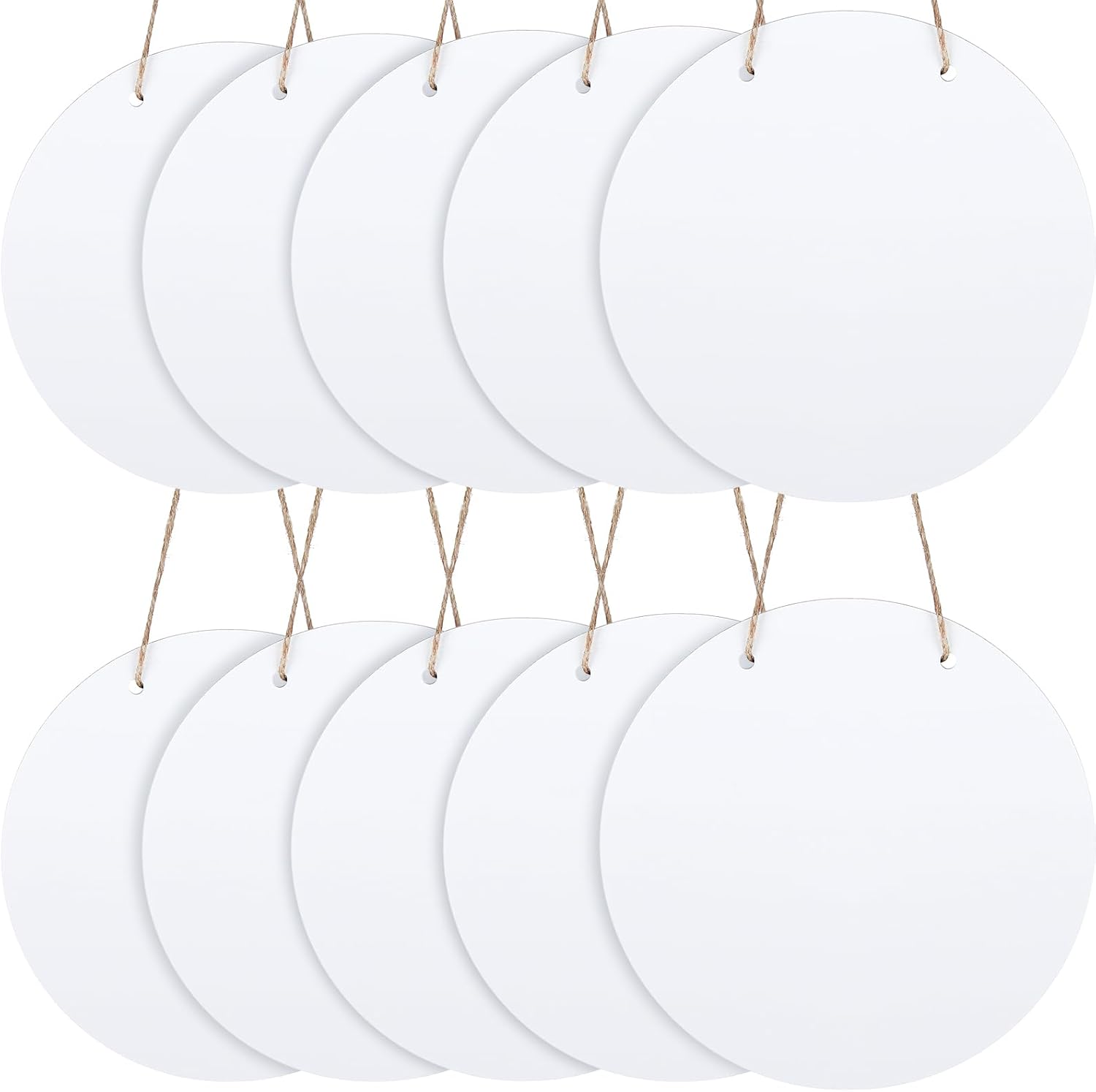 10 Pcs Round Sublimation Door Hanger Blanks Wall Hanging MDF Wood Blanks Unfinished Wooden Sign Circle Sublimation Sign with Rope for Heat Press Machine(12'' X 12'')