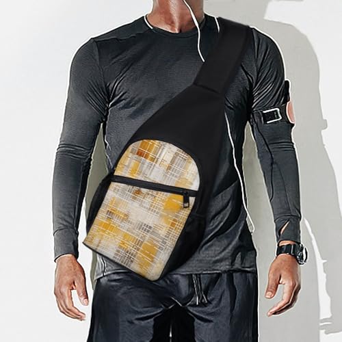 Bolso tipo bandolera pequeño unisex taupe y amarillo miniatura 7