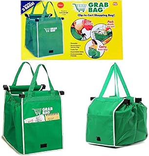 Yi-Yi 2Packs Reusable Shopping Cart Grab Bags and Grocery Organizer Designed for Trolley