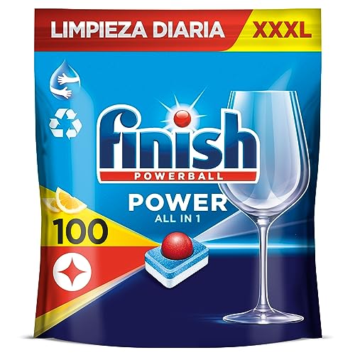 Finish Powerball Power All in 1 Pastillas para el lavavajillas Limón, 100 pastillas