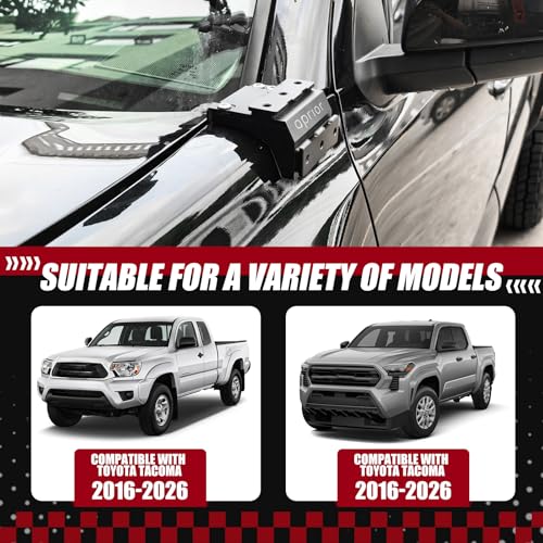 Image of Upgraded Quick Release Dual A-Pillar Light Mounts for Toyota Tacoma 2016-2026 Non-Destructive Installation, Modular Brackets for Offroad LED Pod Lights & Ditch Lights(No Drilling)