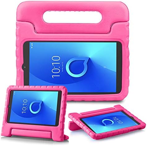 REGOKI Case for Alcatel 3T / A30 Tablet 8", Lightweight Handle Stand Kids Cover Compatible with T-Mobile 8-inch Alcatel 3T 2018 (Model 9027W) / Alcatel A30 2017 (Model 9024W) Tablet (Rose)