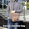 A-QMZL Mens Shoulder Bag Canvas Messenger Bags Travel Crossbody Bag Large Capacity Casual Handbag with Multiple Pockets for Working Shopping Hiking Daily Use (Brown) #1