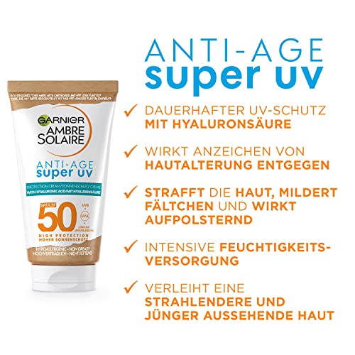 Garnier Anti-Aging Sonnencreme mit LSF 50, Sonnenschutz mit Hyaluron und Vitamin B gegen Falten und Trockenheit, Ambre… - Image 3