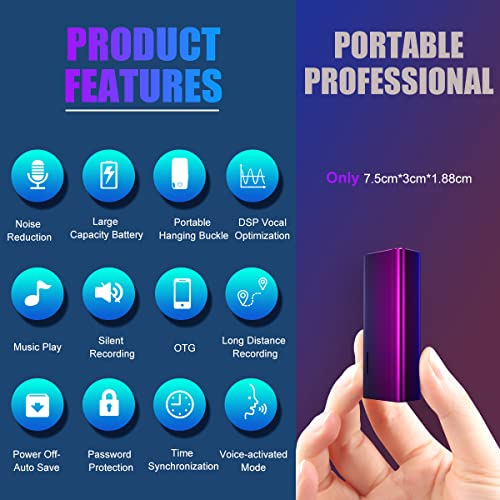 128Gb Voice Activated Recorder, Long Battery Digital Audio Recorder, Portable Recording Devices, Voice Recorder With 2000 Hours Recording Capacity, 300 Hours Battery Time #TOP2