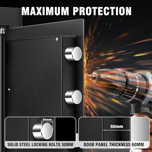 Coffre-fort de sécurité de 60l avec éclairage LED interne grand format
