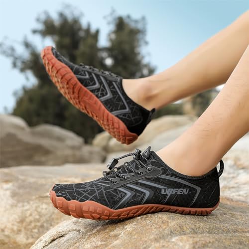 Image of UBFEN Water Shoes for Men Women Quick Dry Swim Aqua Socks | Lightweight Barefoot-style Fit, Rubber Sole, Hiking, Fishing, Kayaking, Beach, Pool, Boating, Diving And Water-to-land Wear