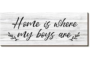 CAKIROTS Rustic Home Decor - Home Is Where My Boys Are Sign