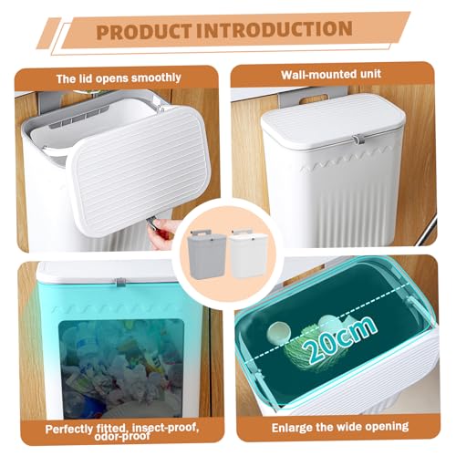 Caneca de basura para colgar de plástico gris miniatura 4