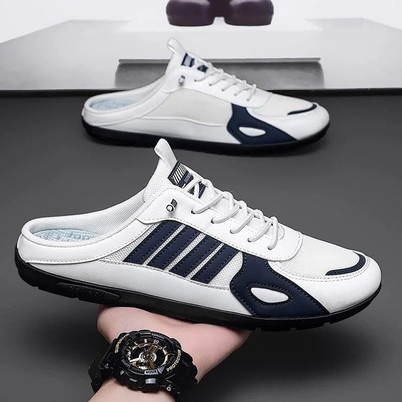 Image of BLUE POP Men's Half Shoe Sneaker Mules, Lace-Up Backless Loafers
