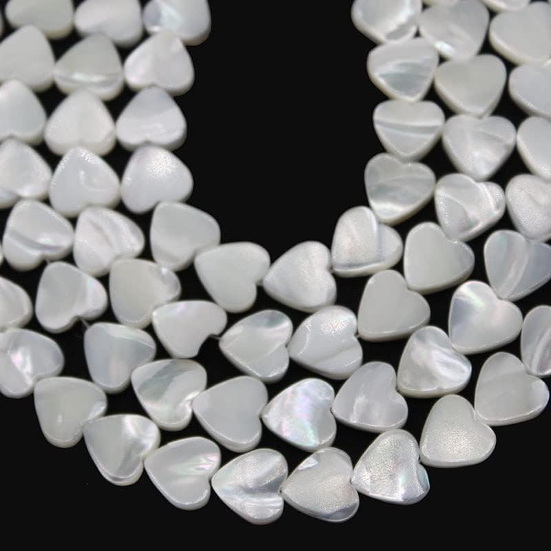 Miniatura 4 de Cuentas de concha de corazón blanco natural, cuentas de nácar, de agua dulce, para hacer joyas, bricolaje, collar, pulsera, accesorios hechos a mano