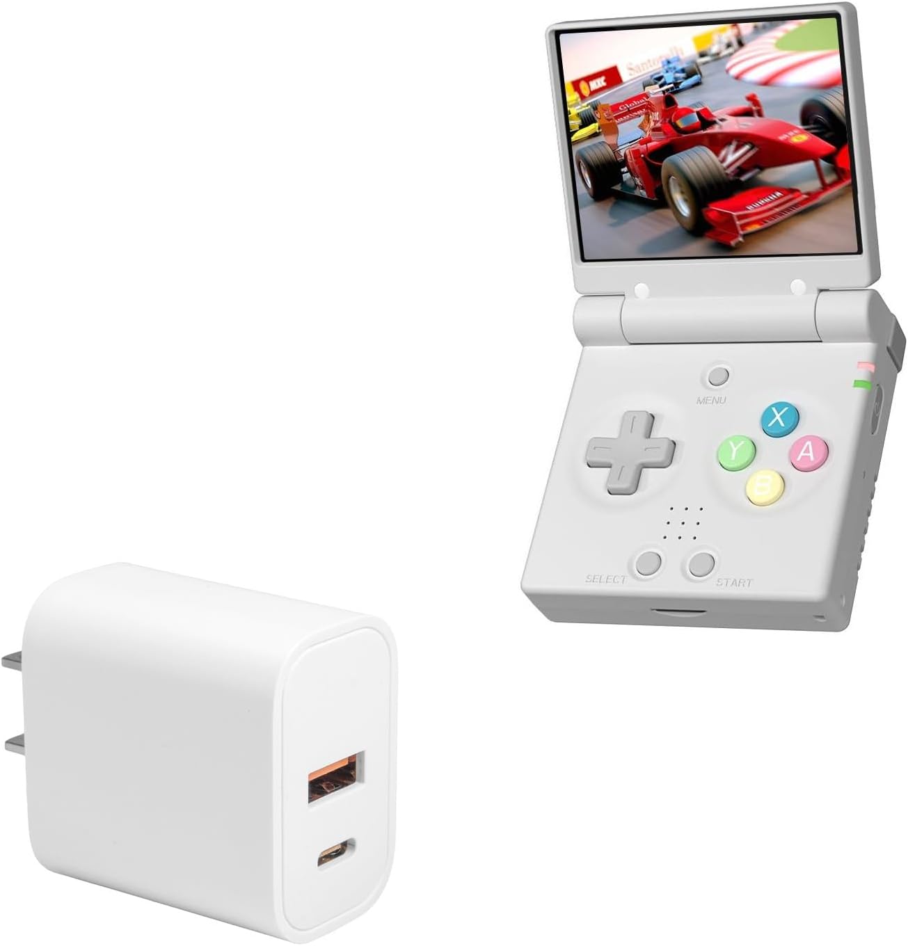 BoxWave Charger Compatible with Miyoo Mini Flip (2.8 in) - PD miniCube (20W), 20W PD USB Type-C Wall Charger - Winter White