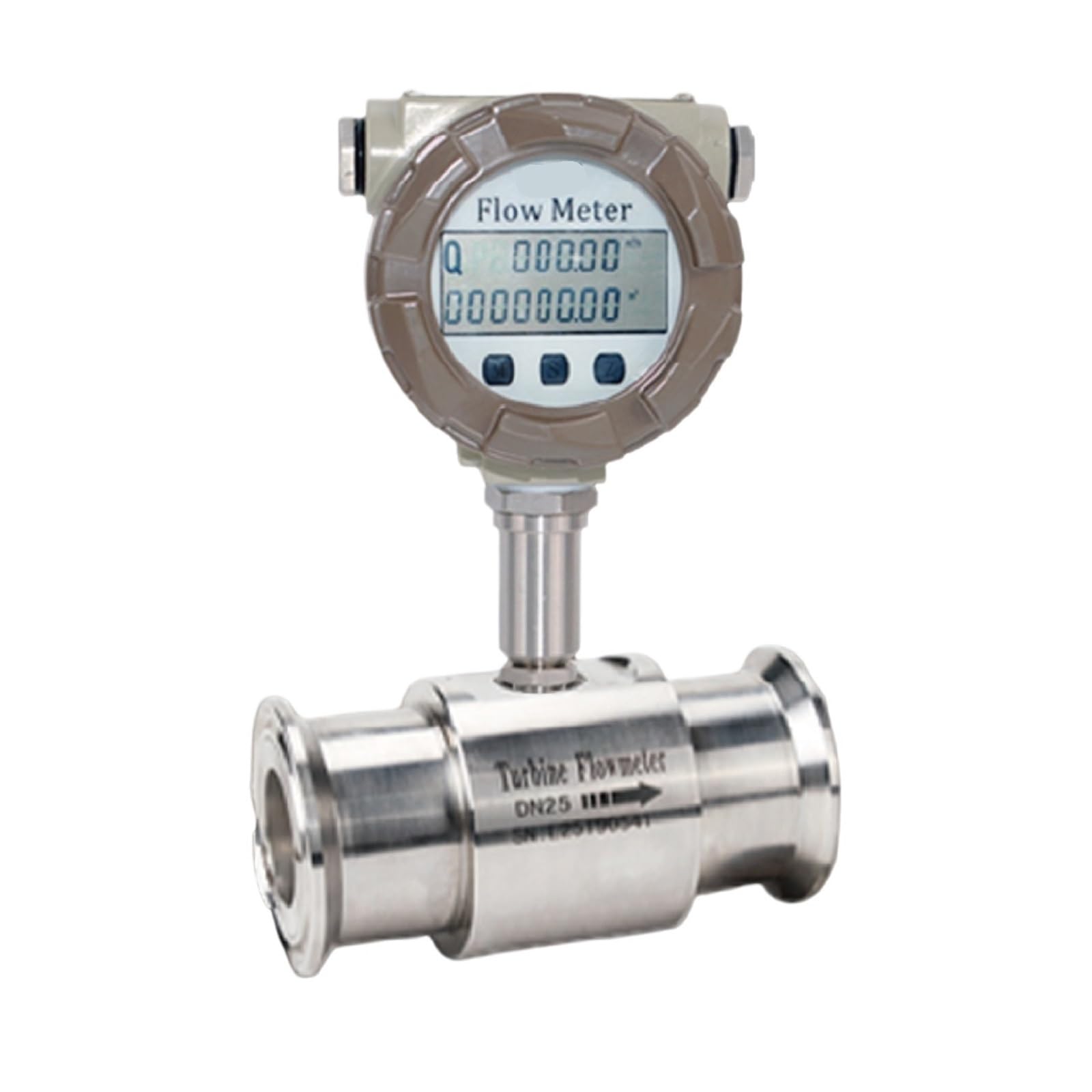 QfUxYYSLD Clamped Turbine Flow Meter, Digital Sanitary Liquid Flow Meter, 4-20mA, Diesel Water and Stainless Steel Fuel Sensor Inline (DN50-77.5-4-20ma)