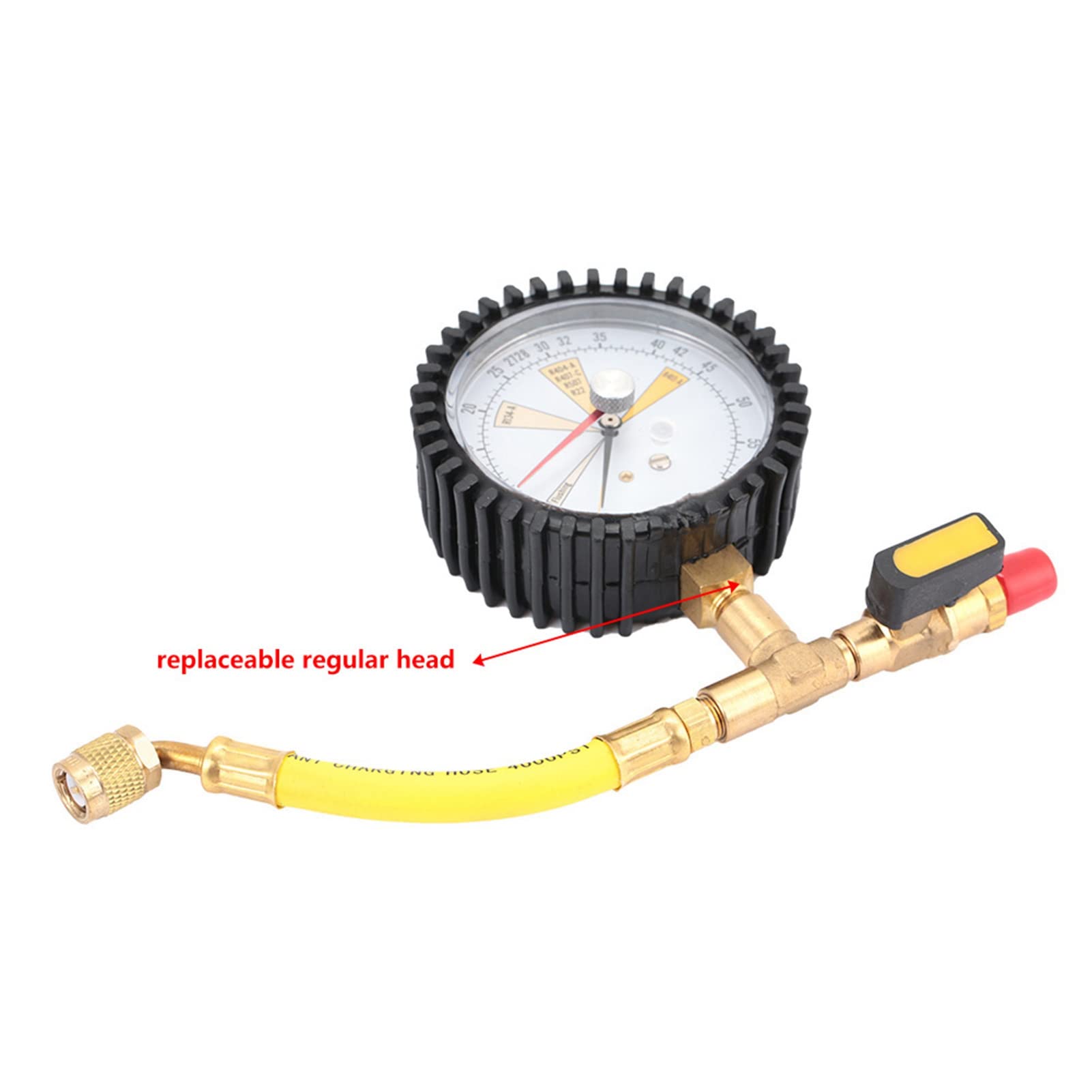 Manomètre 1/4 SAE,-1~60bar 80mm Pouce Test de Pression d'Azote de Réfrigération de Climatisation,pour R134a, R22, R407C,R410A,R404A,R507,R422D,R32