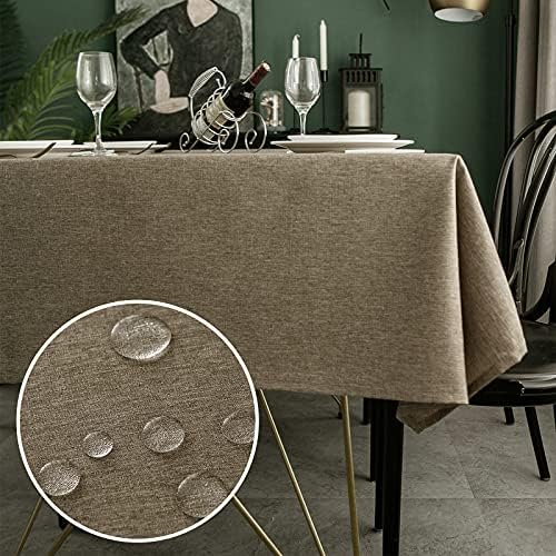 WELTRXE Square Table Cloth,140x140cm,Faux Linen Tablecloth,Water Resistant Spill Proof Wipeable Polyester Dining Table Cover for Cafe Restaurant Buffet Tabletop Decoration,White