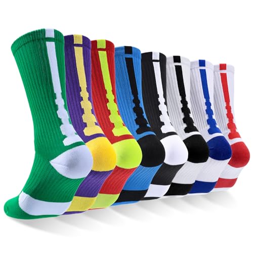 Dingcooler Basketball Socks for Men & Boys, Cushioned Athletic Sports Crew Socks for Youth Adult