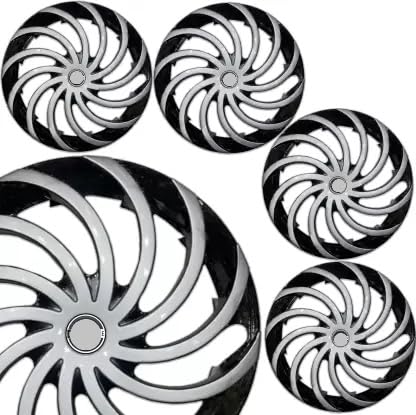 Image of Snake Design Wheel Cover Available in 12,13,14,15,16,17 inch Inch Wheel Cap Universal Model Press Fitting Set of 4 Pcs (16INCH, Black Silver)