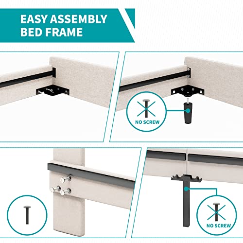 Balus Upholstered Platform Bed Frame, Full Size Bed Frame With Wingback Headboard, Solid Wooden Slat Support/No Box Spring Needed/Under Bed For Storage/No Mattress/Easy Assemble #TOP5