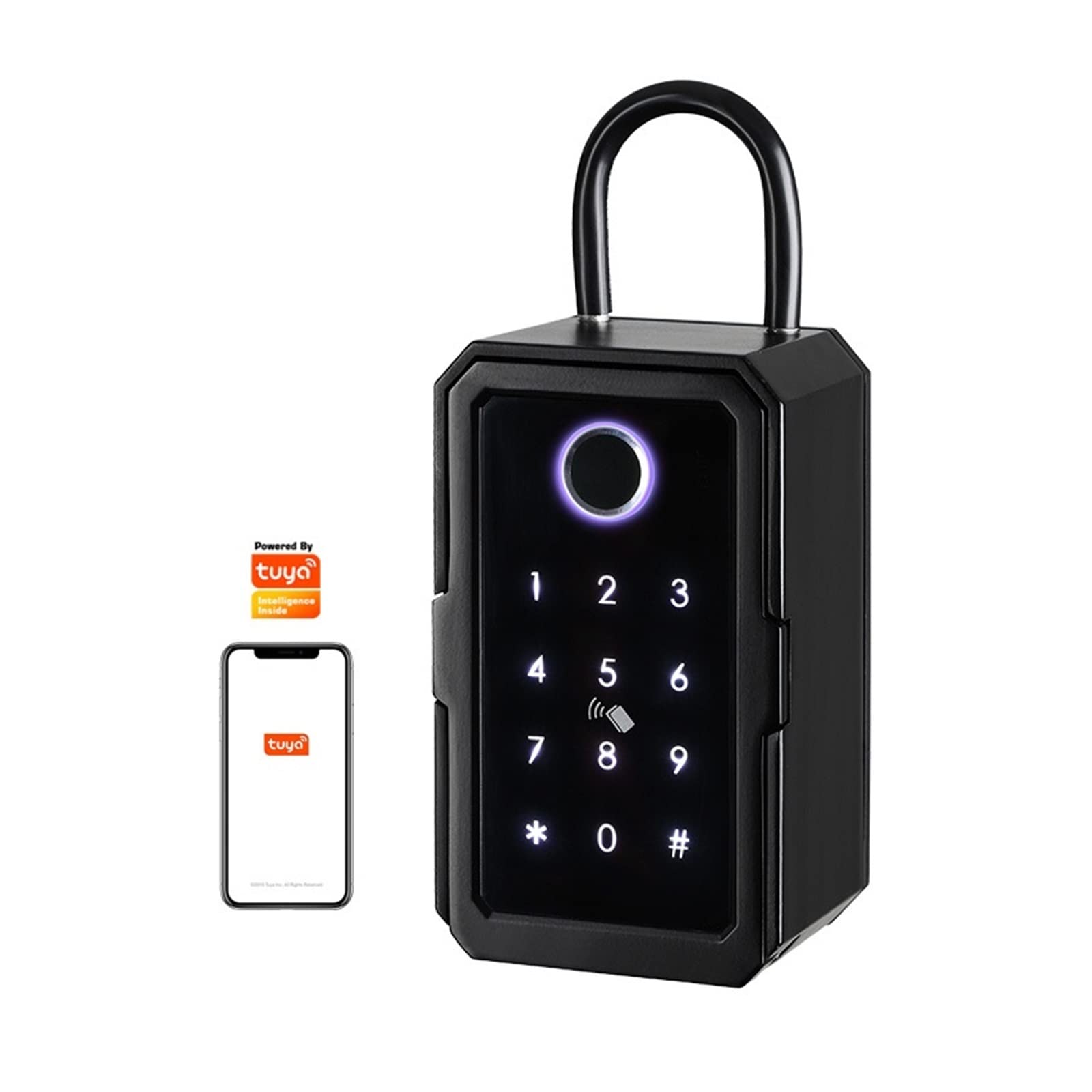 Cassaforte Piccola Cassette Di Sicurezza TTlock Password Smart Finrprint Scheda Digitale Intelinte Tuya Cassette Di Sicurezza Elettroniche Portatili per casa, ufficio, hotel, viaggi(K3-TY)