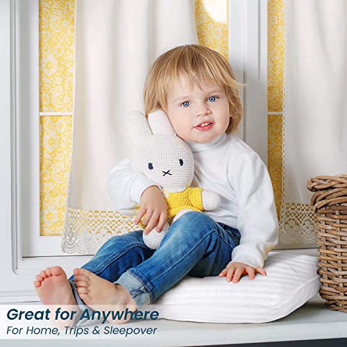 Image of Toddler Travel Pillow case Set of 2, Small Pillow cas eCover 100% Egyptian Cotton Decorative Mini Pillow case 500 TC Baby Pillow case with Zipper Closure Toddler Pillow case 14x20 inch, White Striped