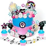 50Pcs Music Theme Happy Birthday Party Decorations Music Cake Toppers Decorations for Boys and Girls Party Supplies