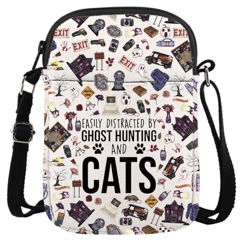 Ghost Hunting Gift Paranormal Gift Easily Distracted By Ghost Hunting And Cats Travel Crossbody Bag