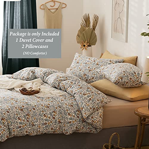 Eavd Reversible Botanical Floral Duvet Cover King Soft 100% Jersey Knit Cotton Garden Floral Bedding Set With 2 Pillowcases Chic Vintage Style Floral Comforter Set With Zipper Closure 4 Ties #TOP3