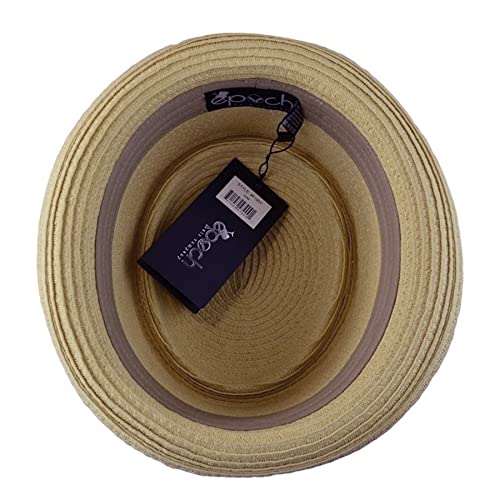 Image of Men's Fancy Summer Straw Pork Pie Derby Fedora Upturn Brim Hat