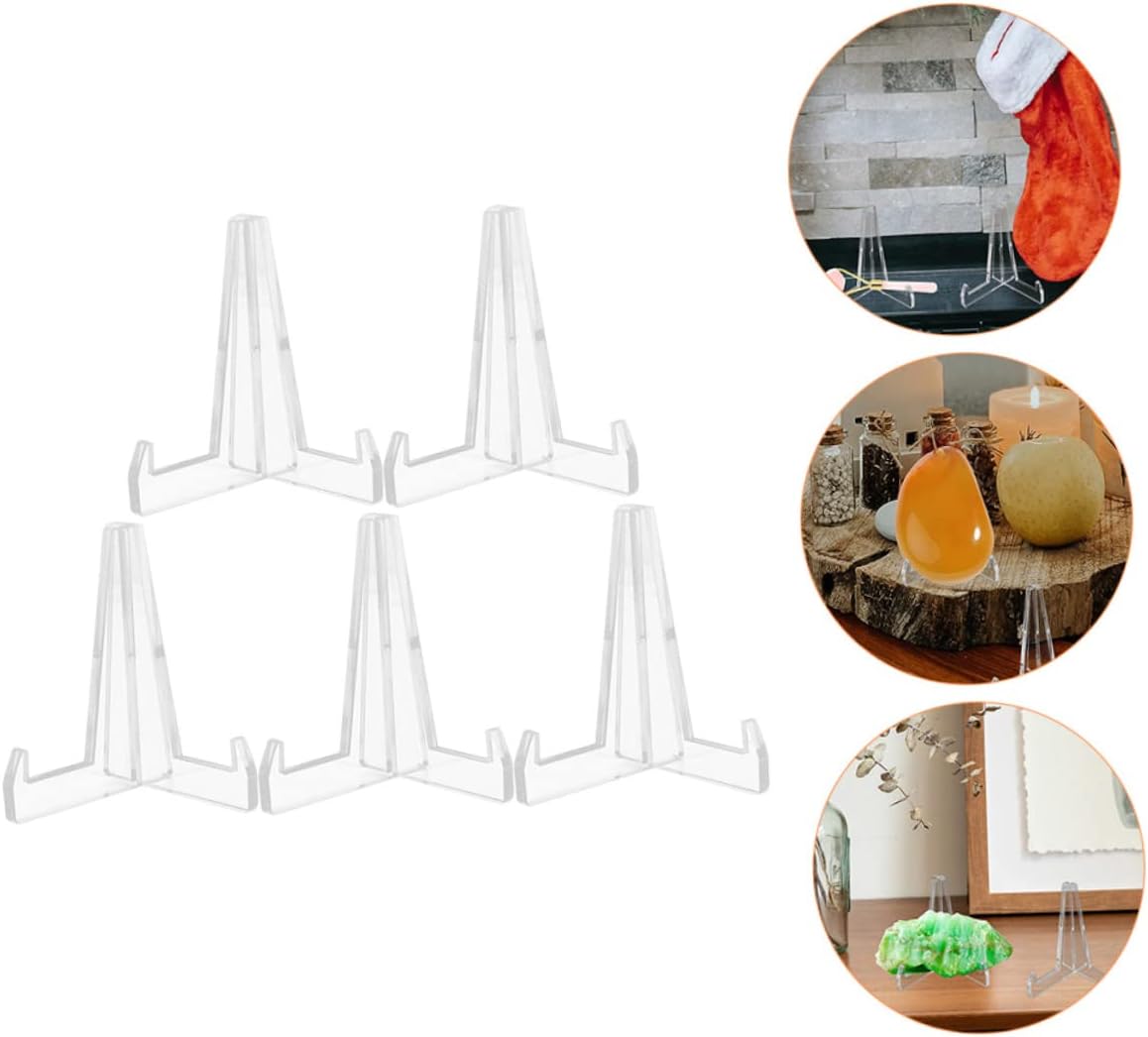 5pcs Jade Display Stand Acrylic Plate Holder Decorative Rack for Artwork Tea Cake Craft Show
