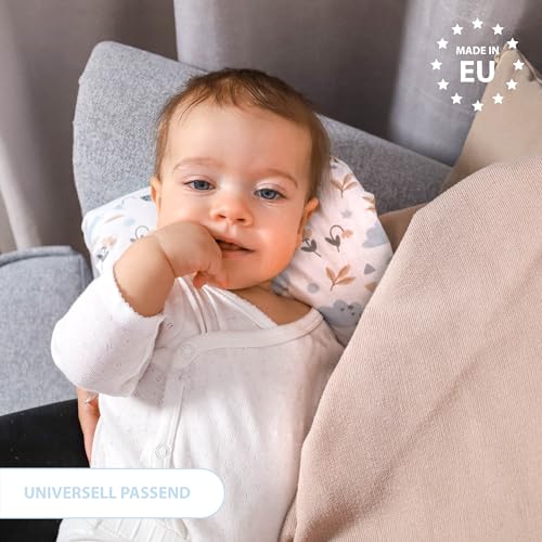 Totsy Baby Cojin Lactancia Bebe 20 cm - Cojín de Manga o Brazalete para alimentación del bebé Pequeño Almohada por niñas y niños Cojines Embarazada Dormir y Lactancia Oeko-Tex Búhos Blancos - imagen 4