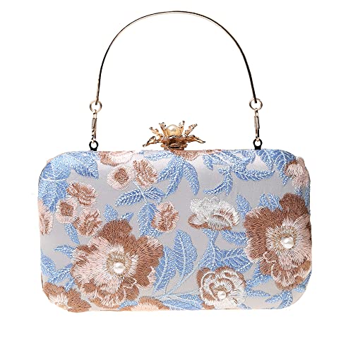 Image of Womens Vintage Floral Embroidery Clutch Evening Handbag Shoulder Bags Purse for Wedding Party Prom