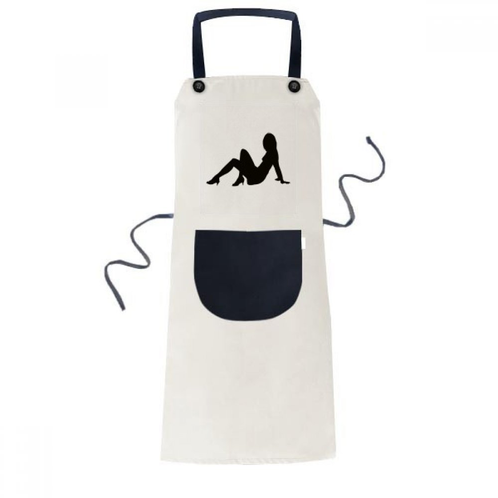 Tablier cadeau chef cuisine beige silhouette femme avec poche réglable