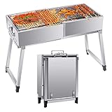 【AMPLIAMENTE UTILIZADO】: Plegable Parrilla de Carbón es particularmente adecuado para bistecs, pechugas de pollo, hamburguesas, sándwiches, pescados y camarones para asar y dorar. Es una buena opción para reuniones de barbacoa al aire libre o en el patio y celebraciones familiares